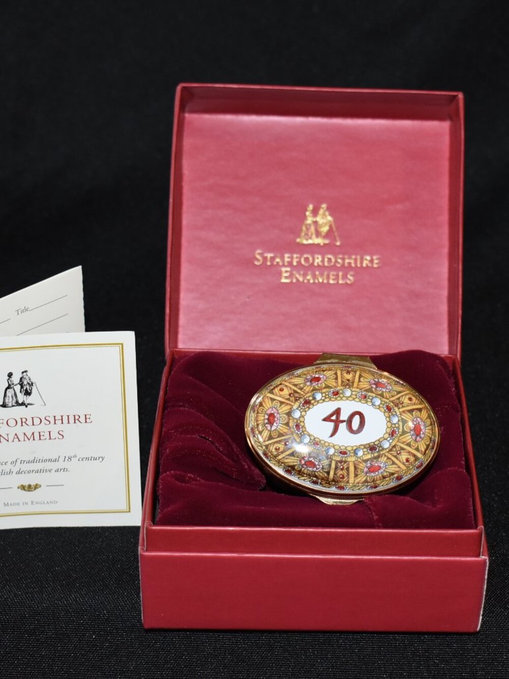 Staffordshire Enamels 40th Anniversary Trinket Box Handpainted Enamel on Copper